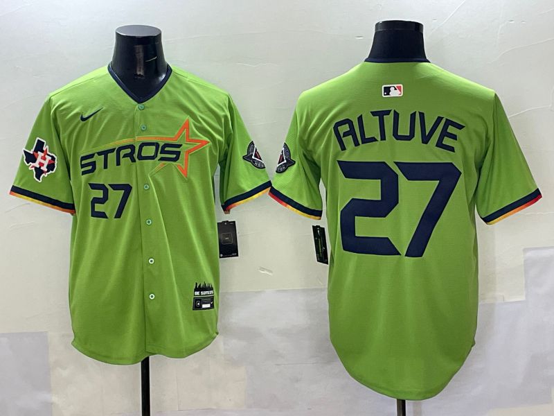 Men Houston Astros #27 Altuve Green three generations Joint Name 2025 Nike MLB Jersey style 8->houston astros->MLB Jersey